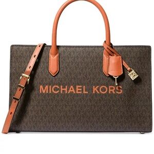 BNWT Michael Kors Scarlet Satchel in Brown & Orange.